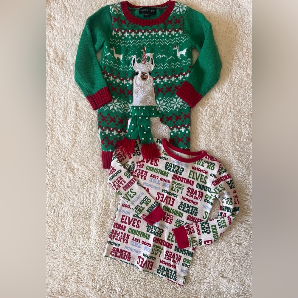 Blizzard Bay Llama Ugly Christmas Sweater and Thermal Sz 5